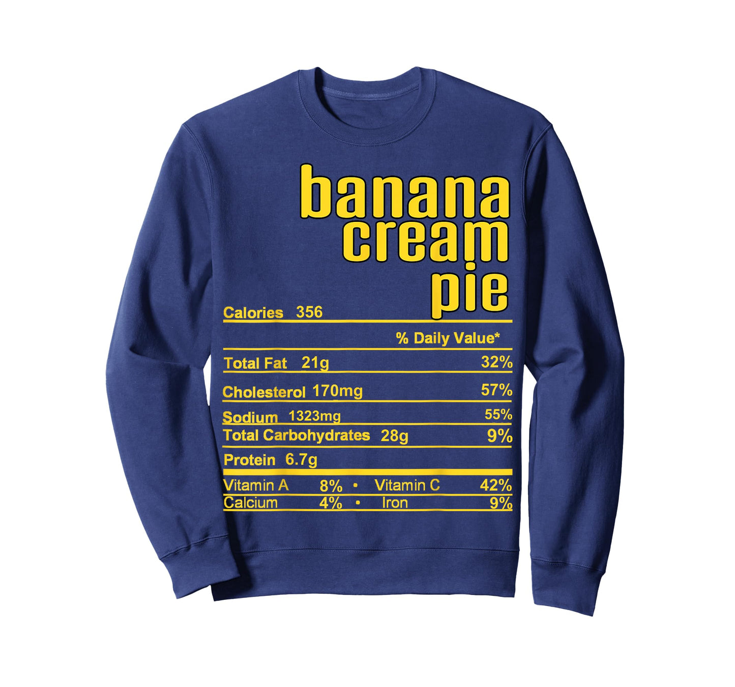 Thanksgiving Christmas Banana Cream Pie Nutrition Fact T-Shirt