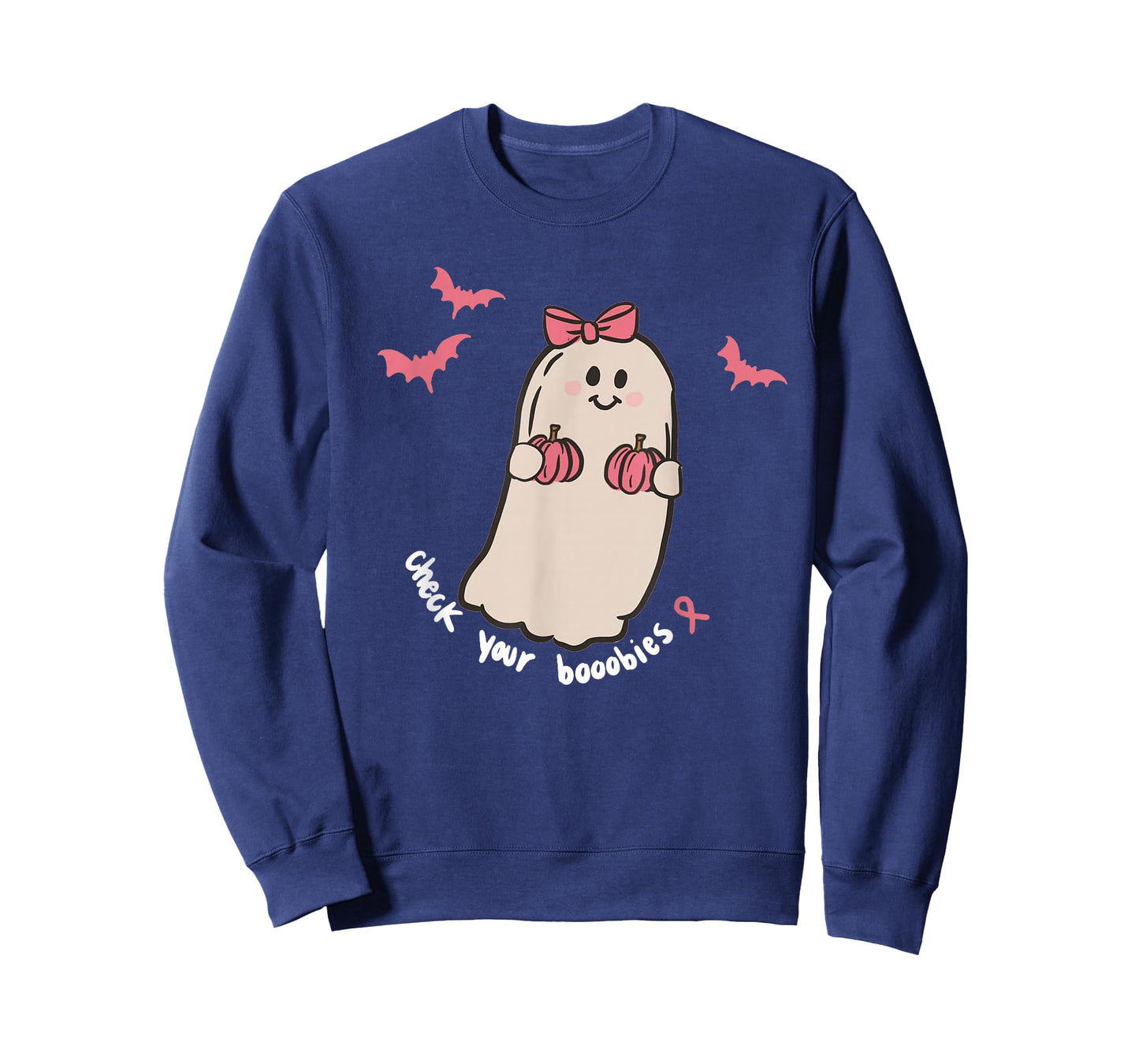 Check Your Boobies Ghost Halloween Breast Cancer Awareness T-Shirt