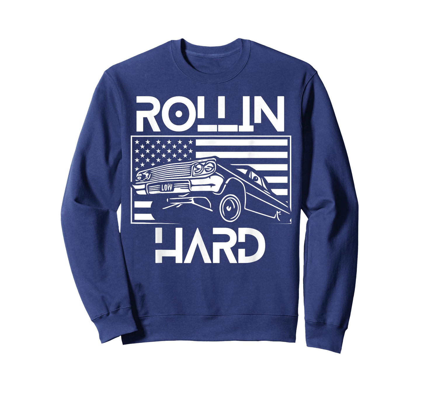 Rollin Hard Lowrider Chicano American Flag Cholo Car Lover T-Shirt
