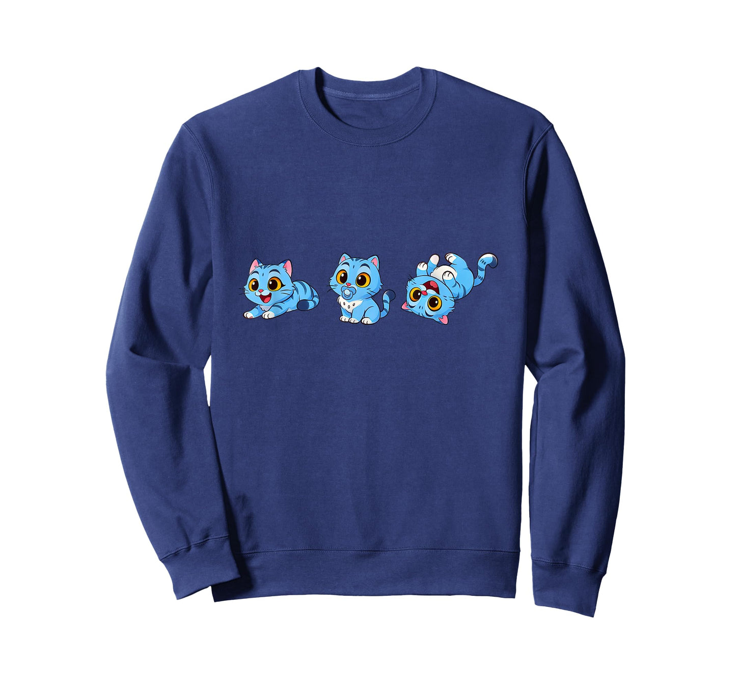 Cute k-pop Blue Tigers Playing Funny Cartoon Graphic Design T-Shirt