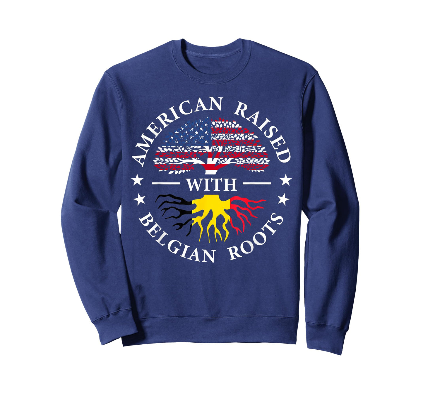 American Raised with Belgian Roots Tree USA Belgium Flag T-Shirt