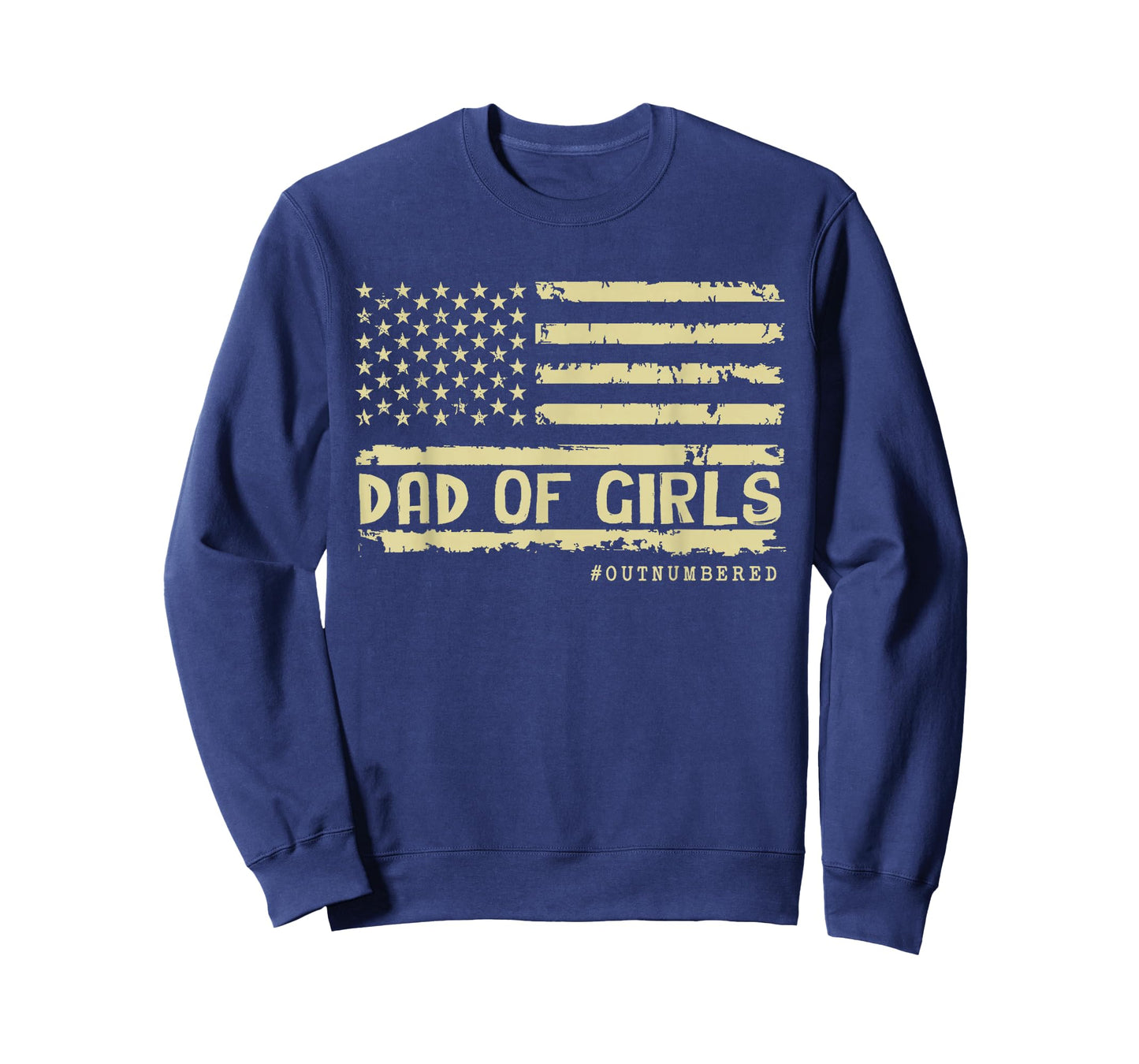 Dad of Girls Outnumbered US Flag Father's Day Daughter Dad T-Shirt