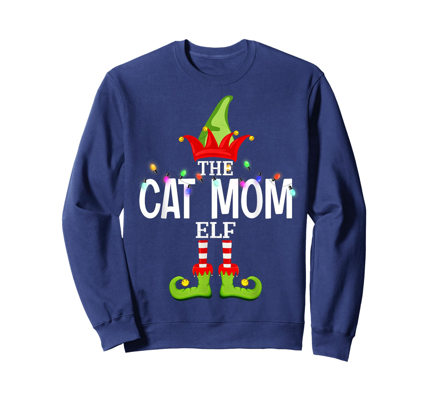 The Cat Mom Elf Christmas Matching Pajamas T-Shirt