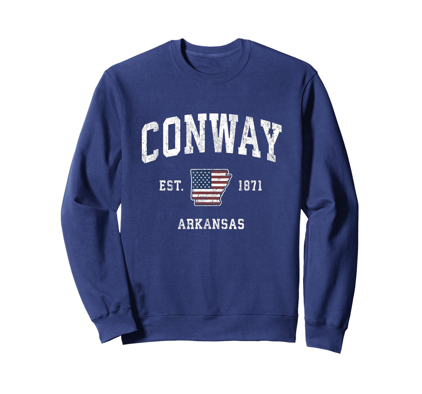 Conway Arkansas AR Vintage American Flag Sports Design Women Kids Men T-Shirt