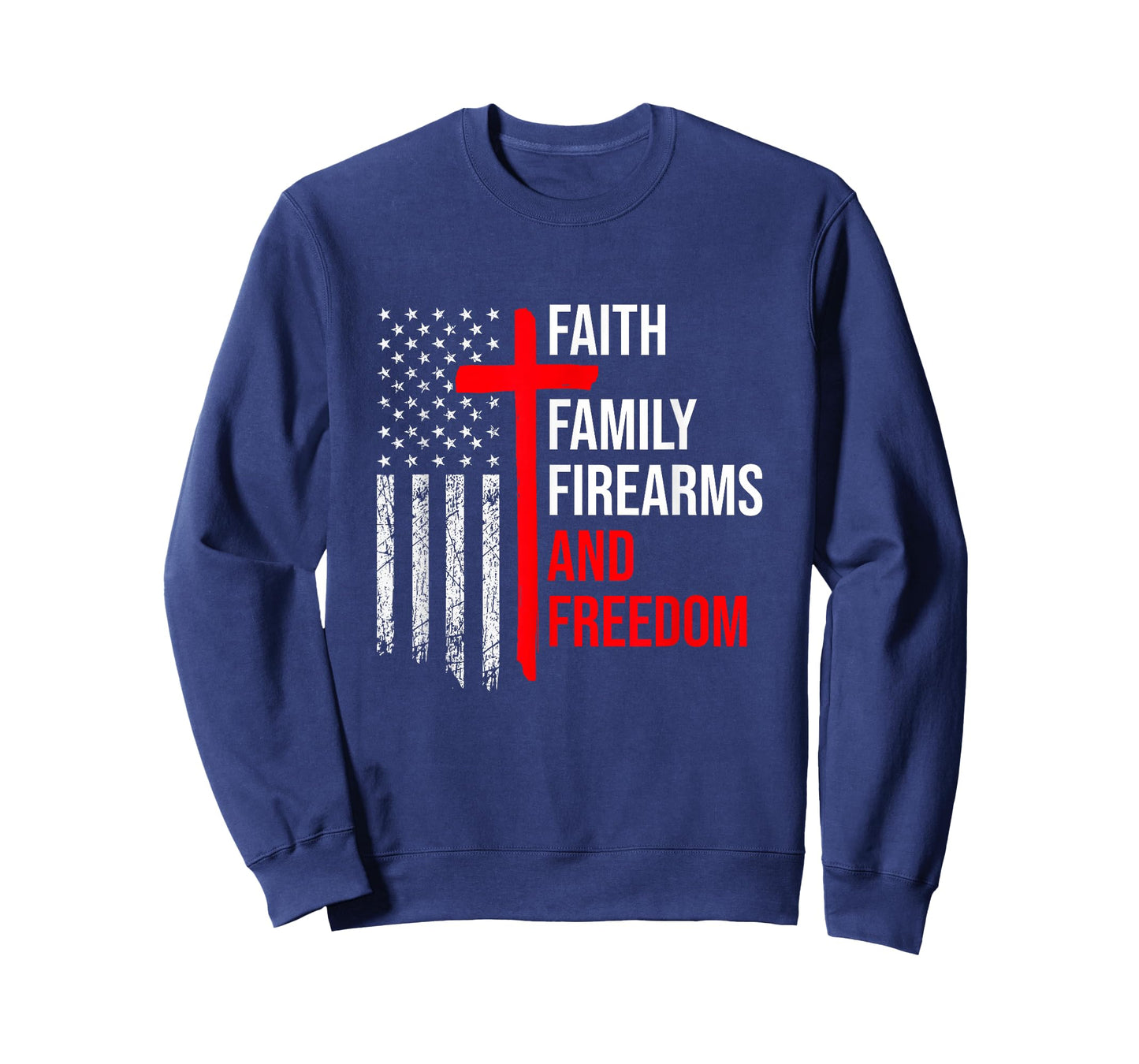 Faith Family Firearms And Freedom 4th of July Flag Christian T-Shirt