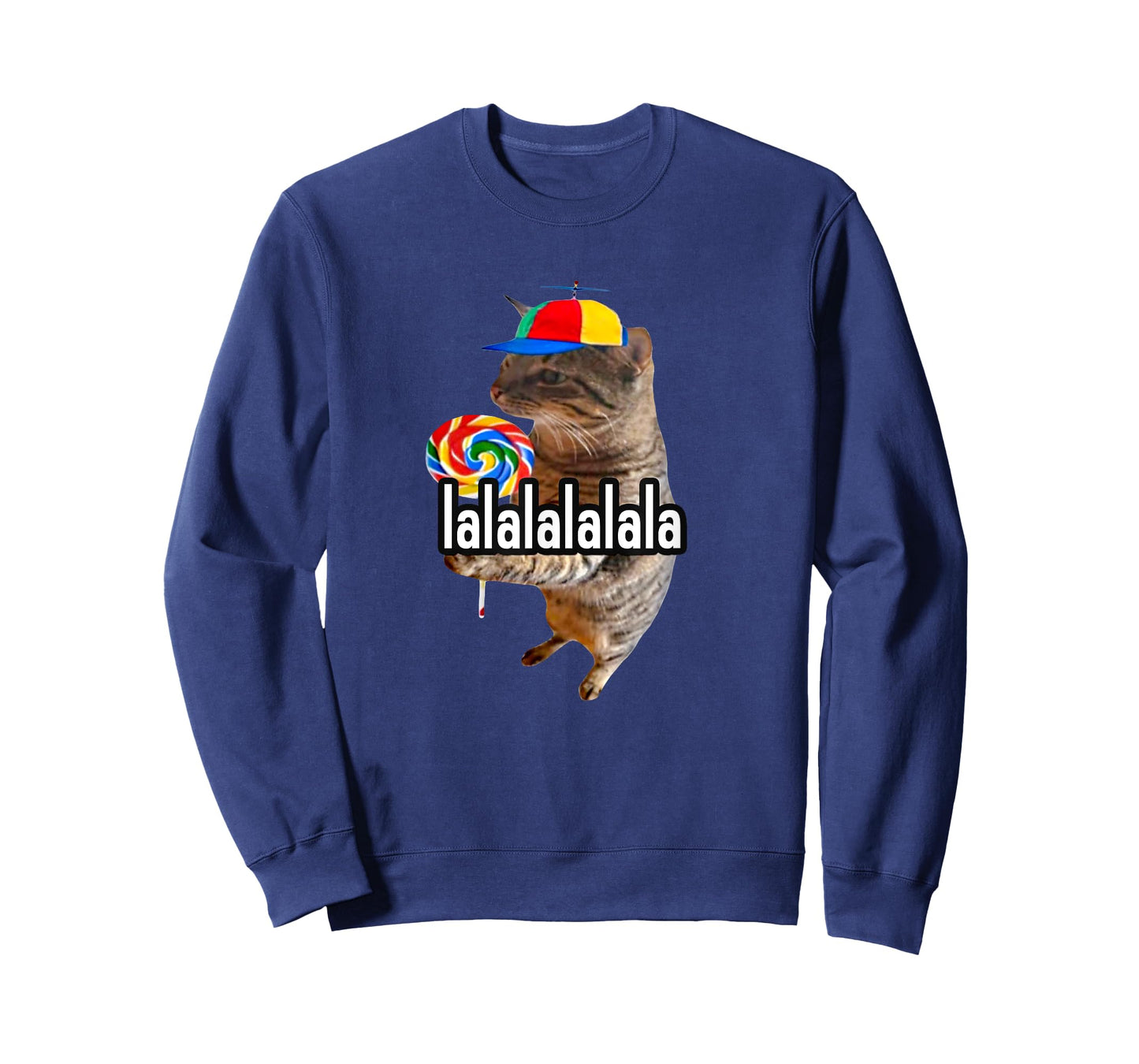 Silly Cat With Lollipop Lalalalalala Meme T-Shirt