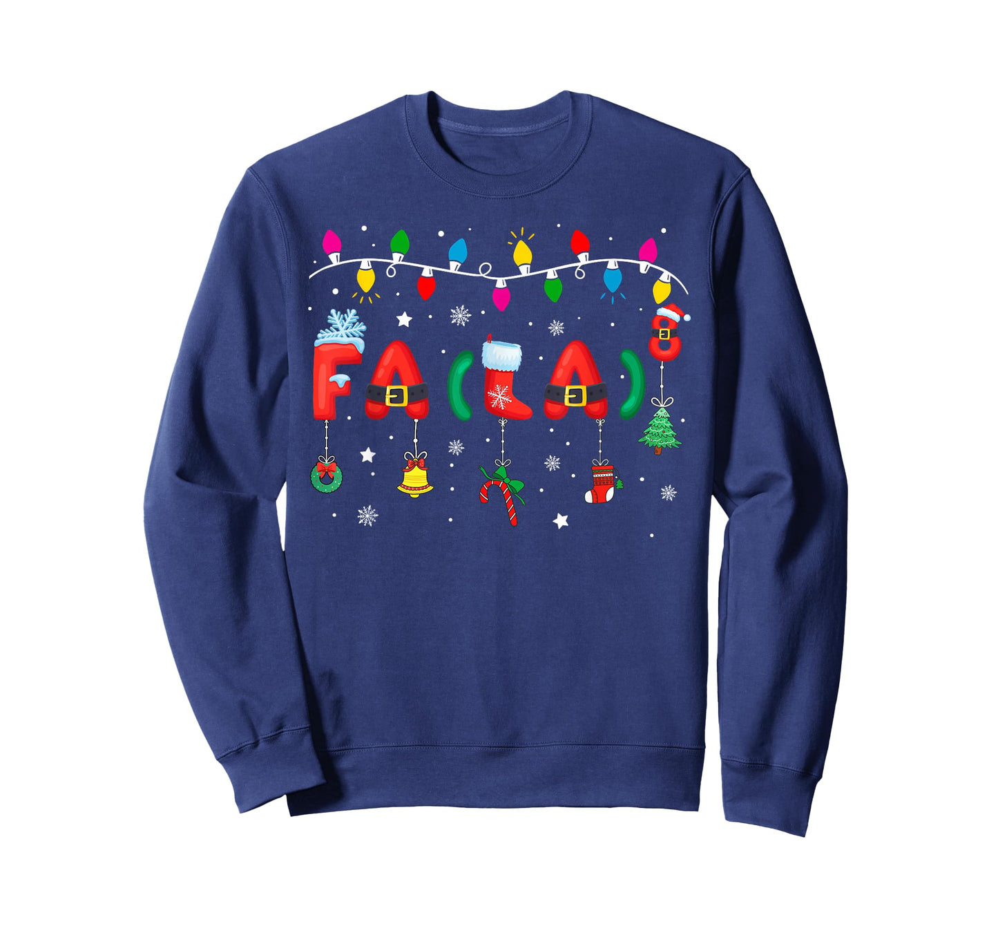 FA (LA) 8 Funny Christmas Lights Santa FA La Math Teacher T-Shirt