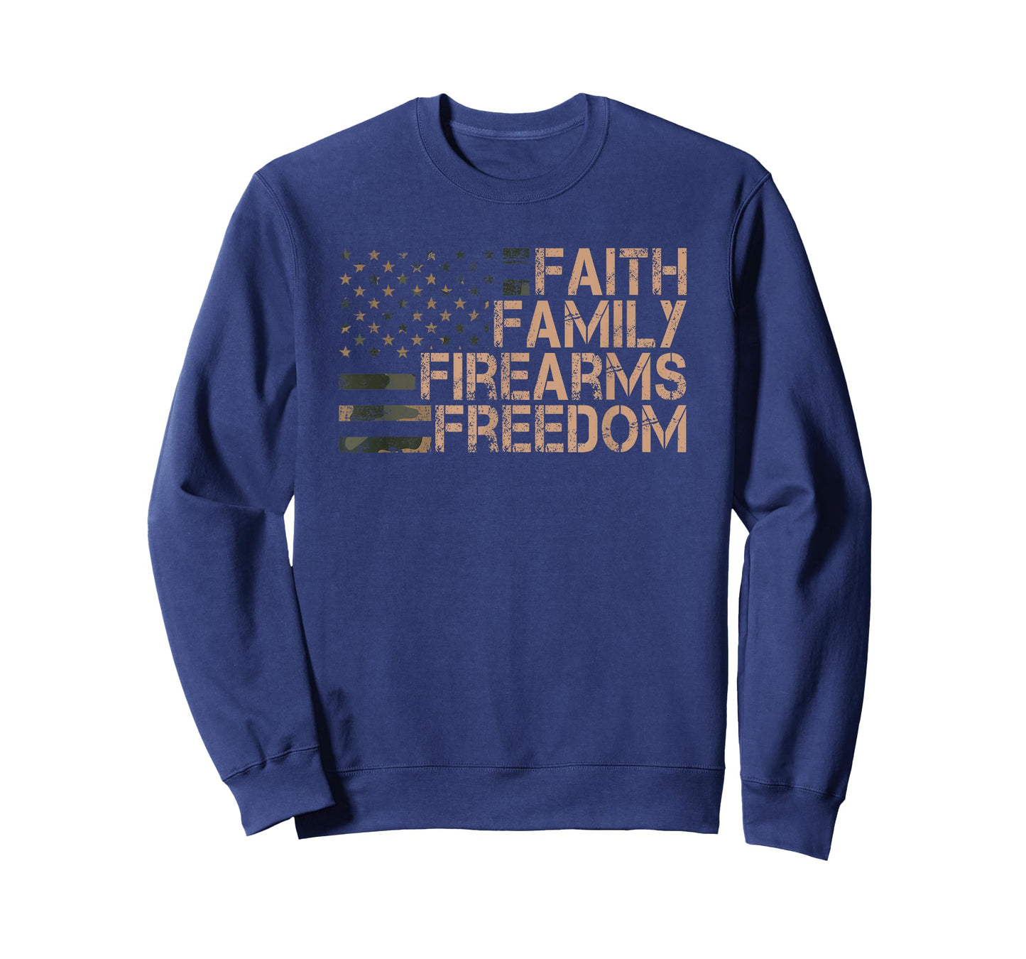 Faith Family Firearms Freedom - Pro God And Guns USA Flag T-Shirt