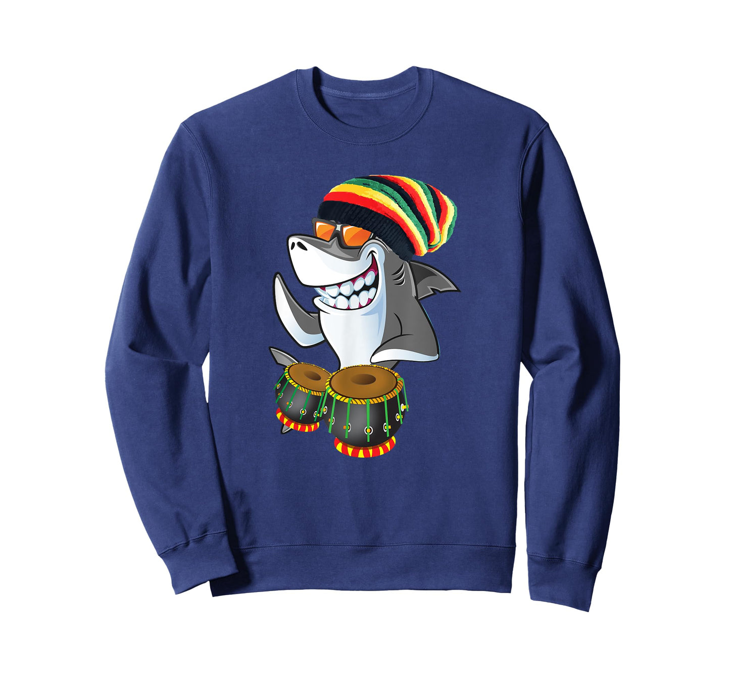 Rasta Reggae Shark on Drums T Shirt T-Shirt