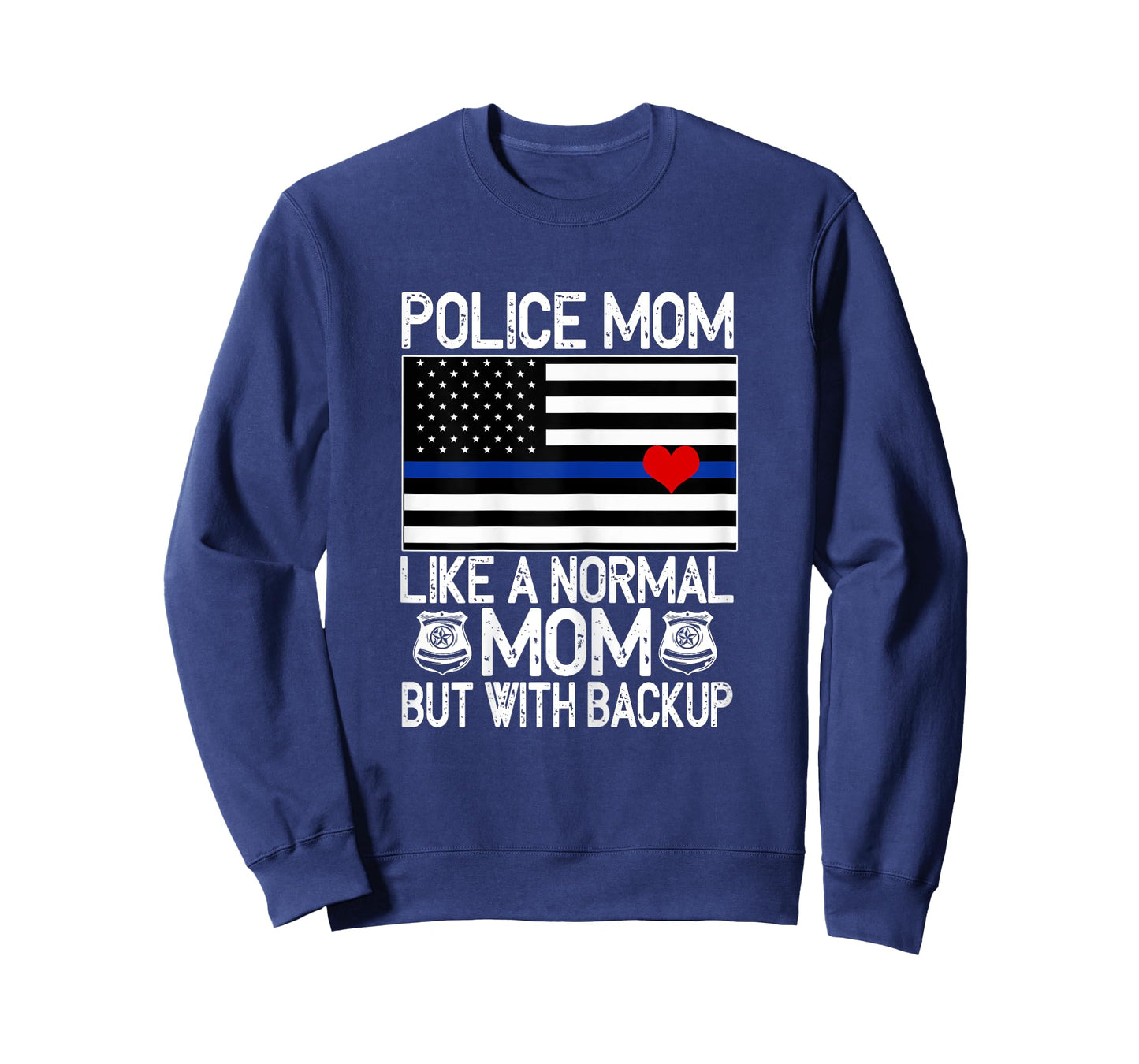 Police Mom Proud Officer Mom Blue Line American Flag T-Shirt for Women
