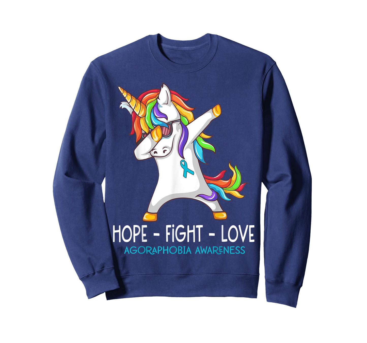 Unicorn Dabbing Hope Fight Love Agoraphobia Awareness T-Shirt
