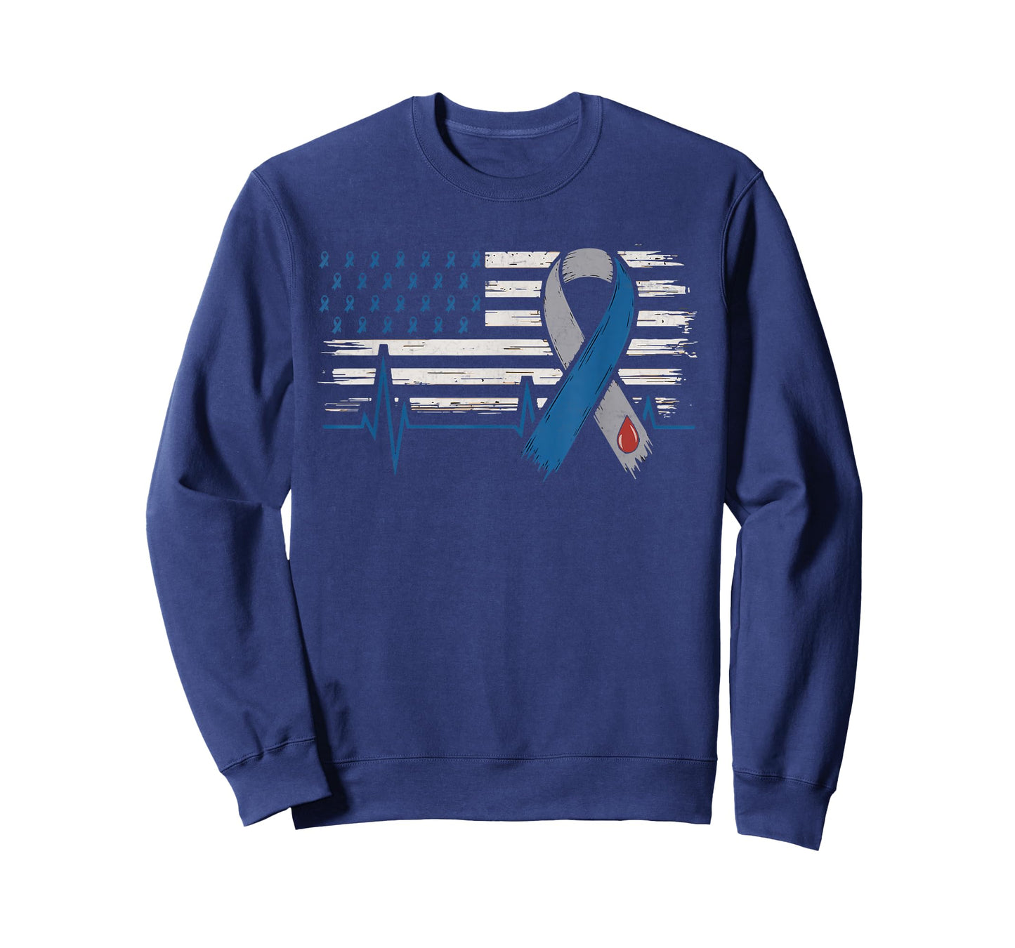 T1 Diabetes Awareness Diabetes Symbol USA Flag blue ribbon T-Shirt