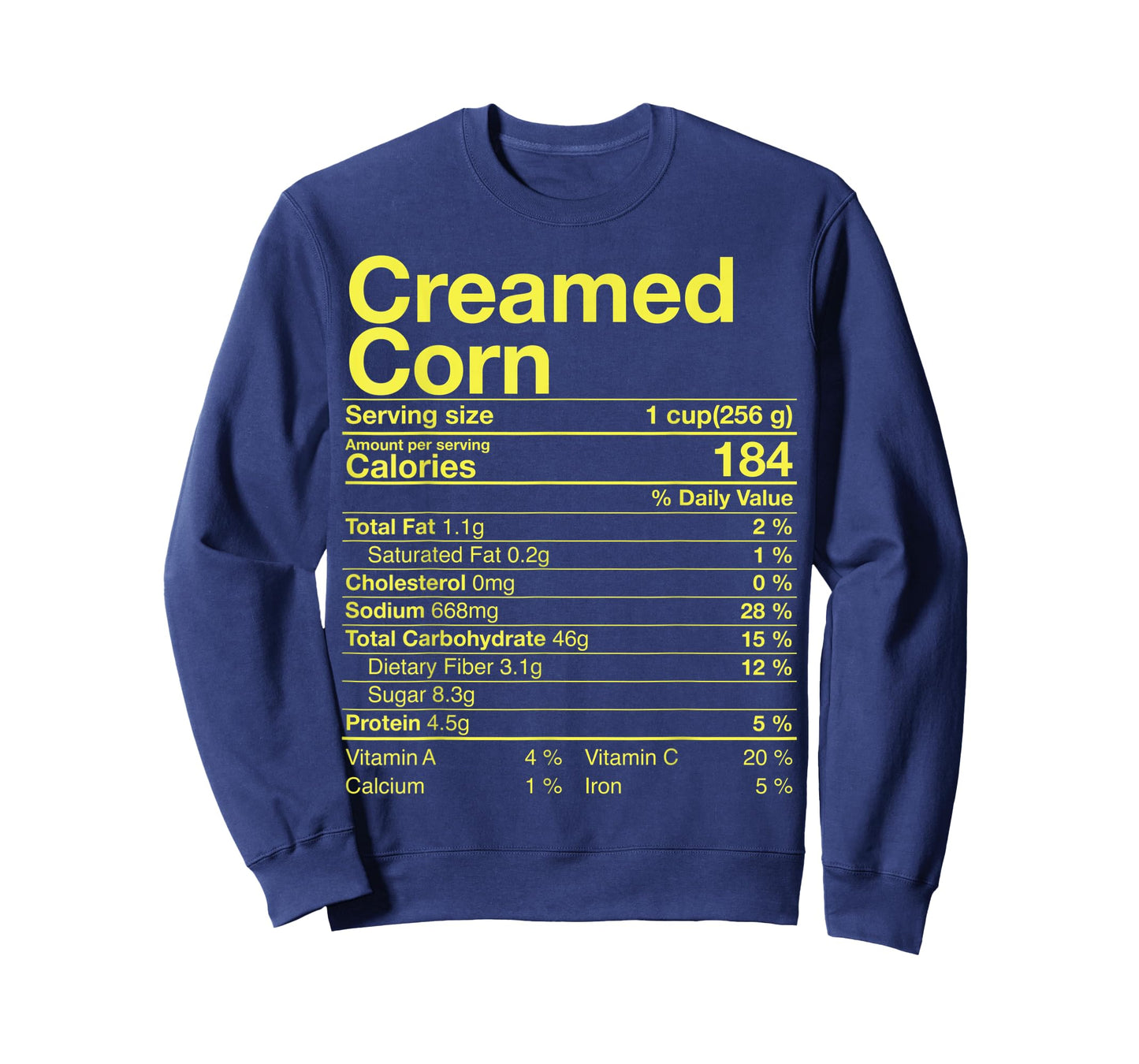Creamed Corn Nutrition Facts Thanksgiving Gift Turkey Day T-Shirt