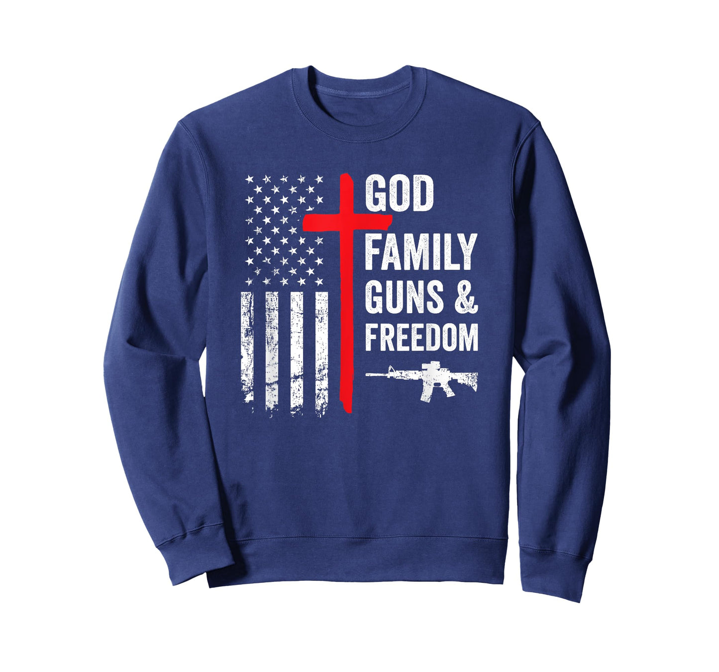 God Family Guns & Freedom - Pro Gun Christian USA Flag Women Men T-Shirt