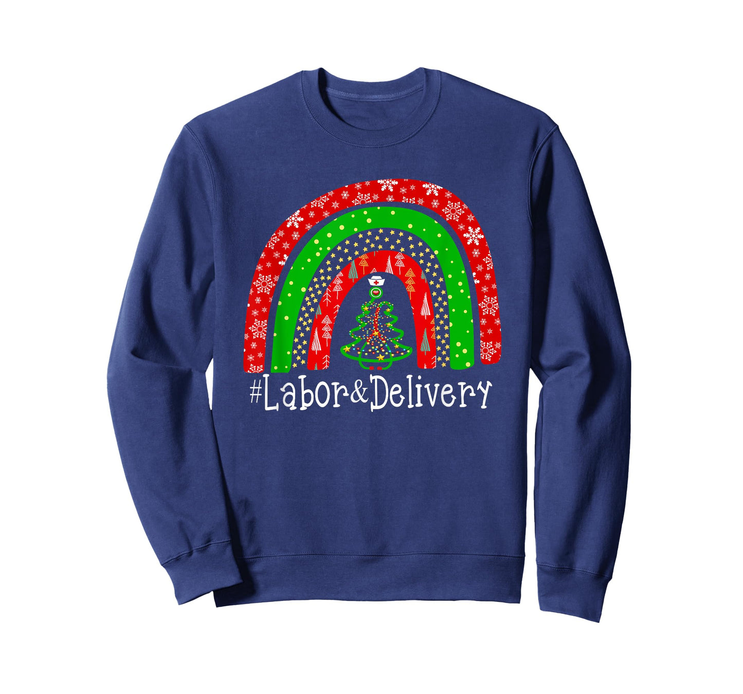 Christmas Labor Delivery Nurse Cute Rainbow L&D Nursing T-Shirt