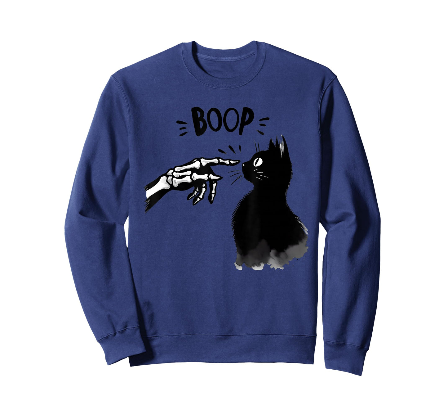Black Cat Boop Skeleton Hand Boop Halloween Cute Cat Graphic T-Shirt
