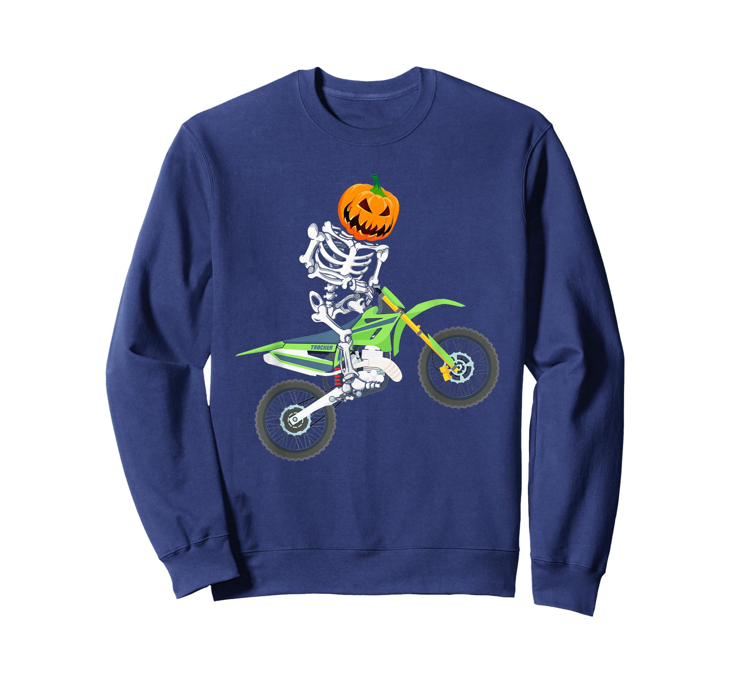 Skeleton Dirt Bike Halloween Pumpkin Motocross Biker T-Shirt