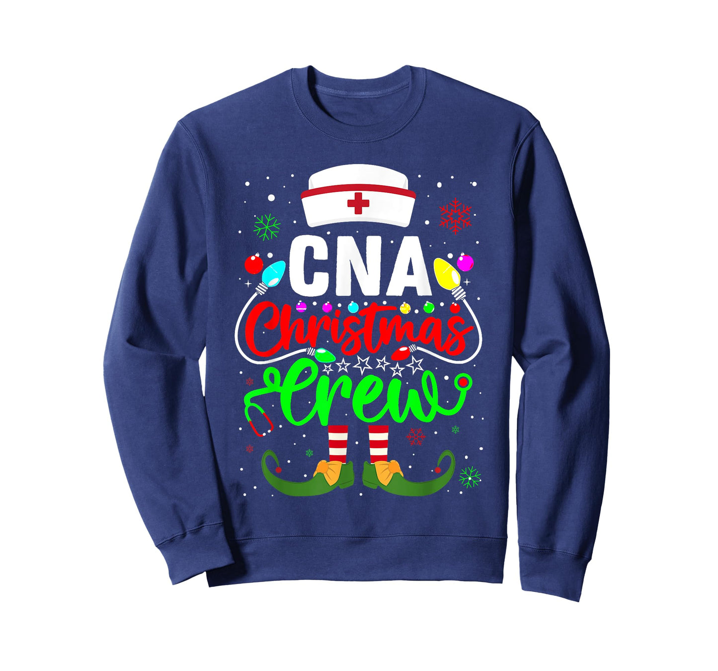 CNA Christmas Crew Funny Christmas Lights Elf Nurse Matching T-Shirt
