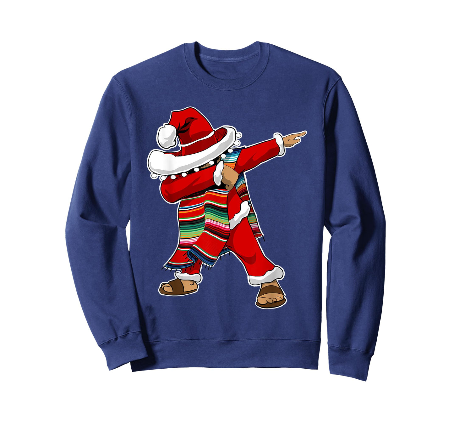 Christmas Sombrero Dabbing Mexican Serape Poncho Santa T-Shirt