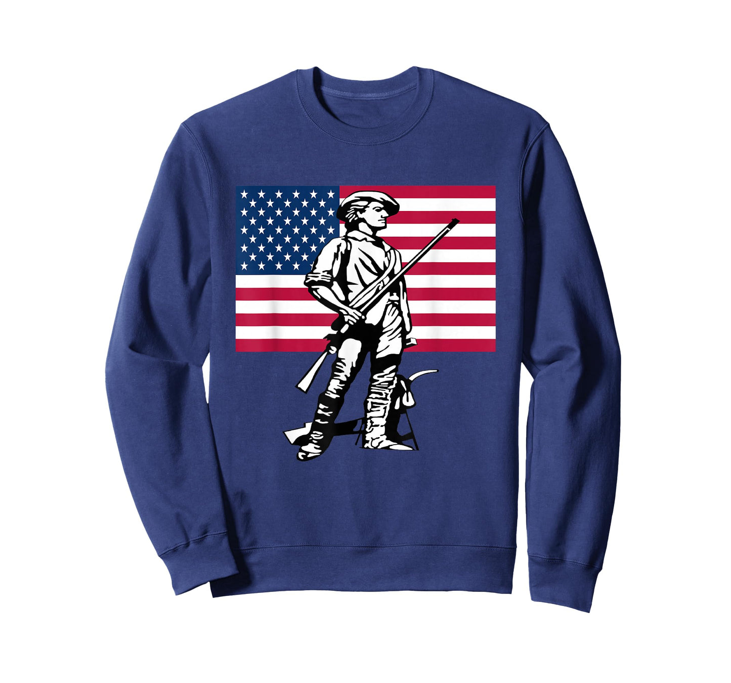Minute Man Statue with American Flag Backdrop T-Shirt