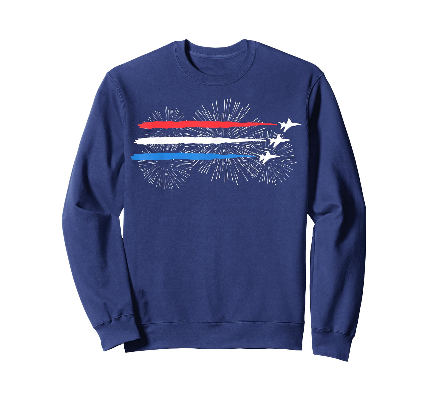 Red White and Blue Fighter Jets with Fireworks 4th of July T-Shirt