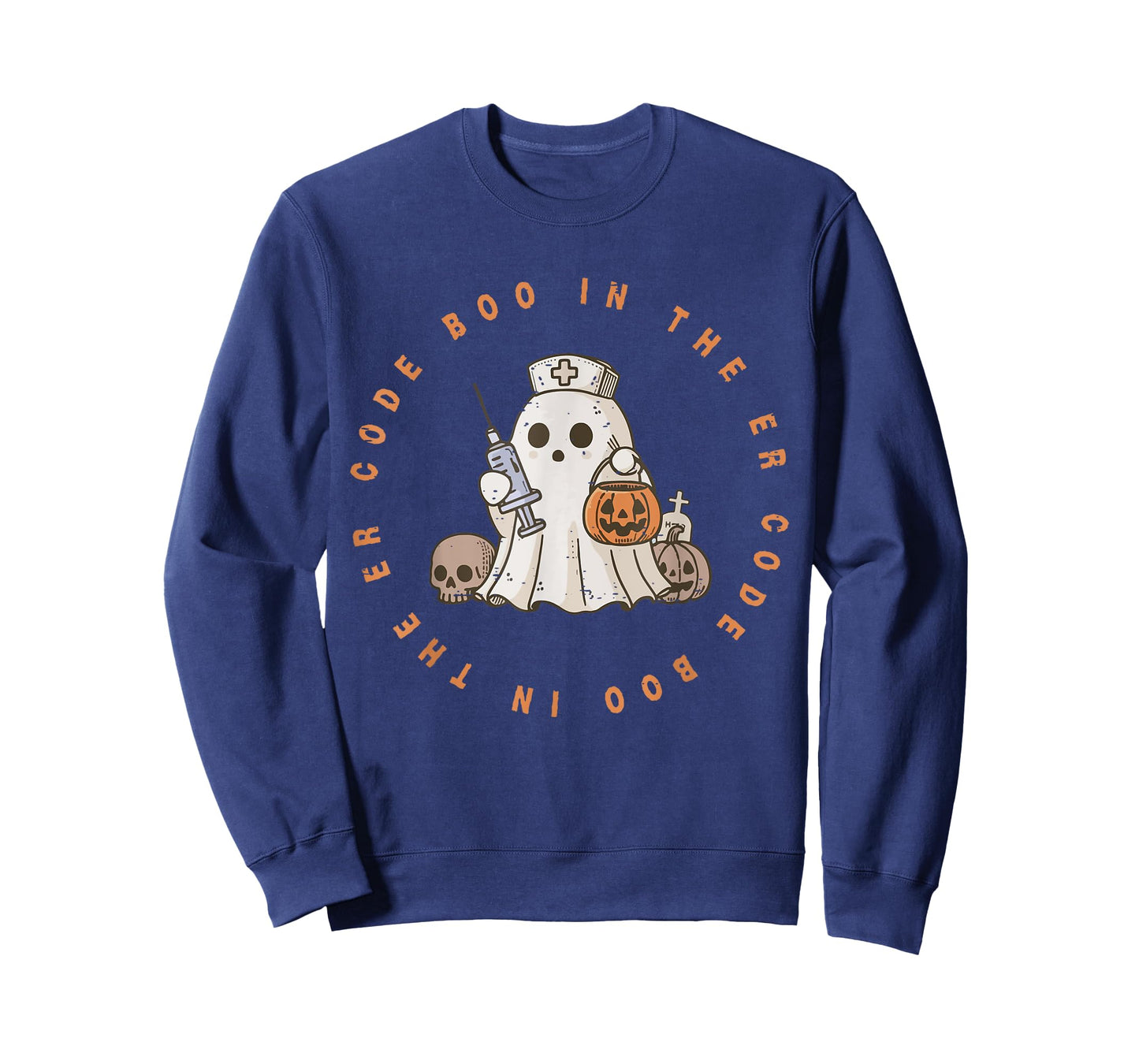 Code Boo In The ER Nurse Halloween Cute Ghost Spooky Season T-Shirt