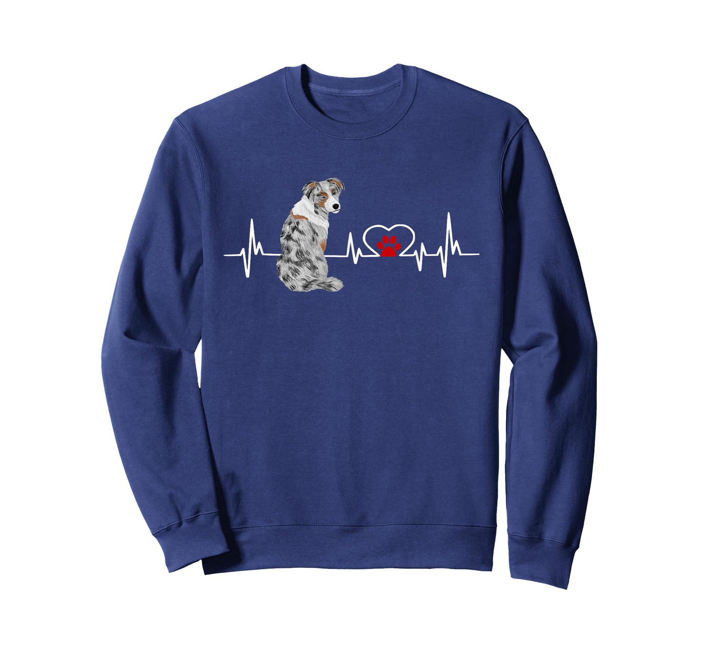 Australian Shepherd EKG Heartbeat Heart Line T-Shirt