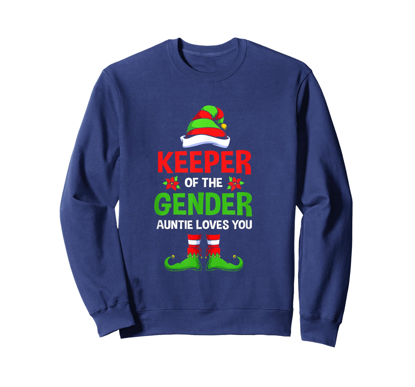 Christmas Gender Reveal Aunt Cute Elf Keeper Of The Gender T-Shirt