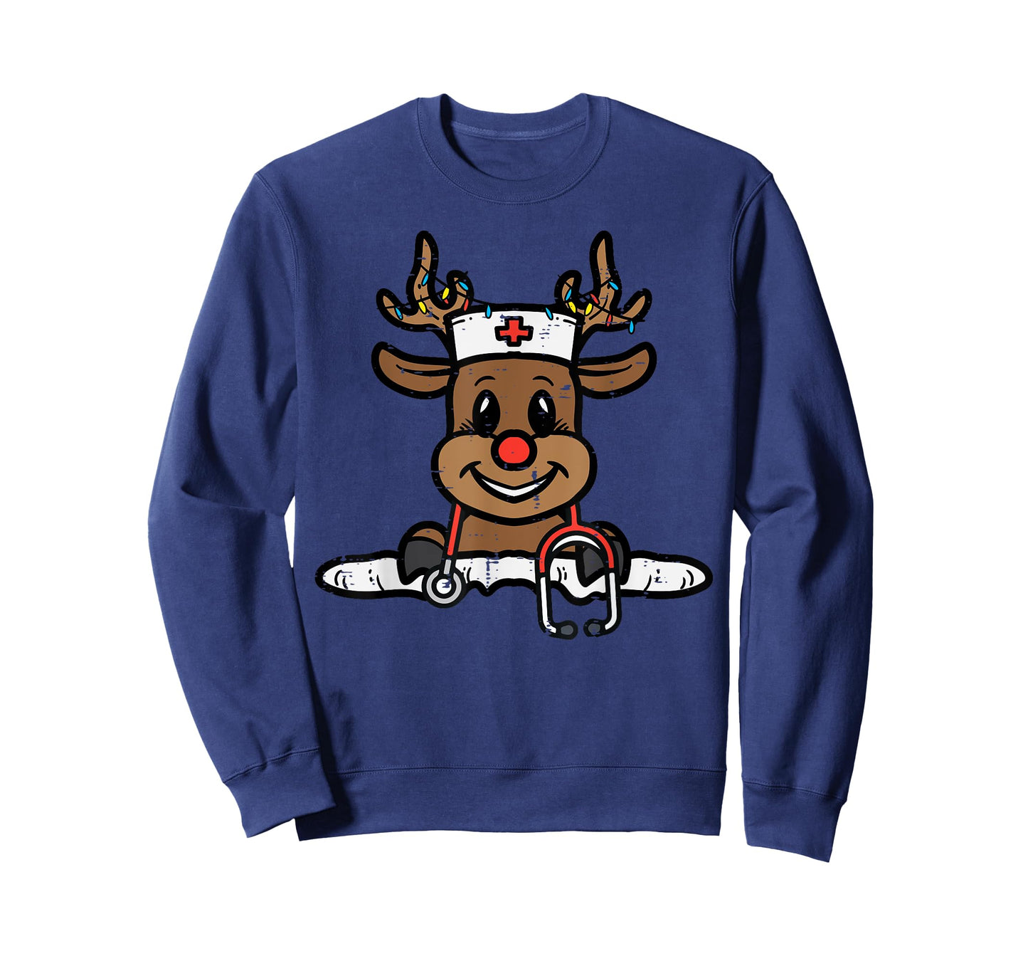 Christmas Nurse Reindeer Xmas Scrub Top Men Women RN ICU ER T-Shirt