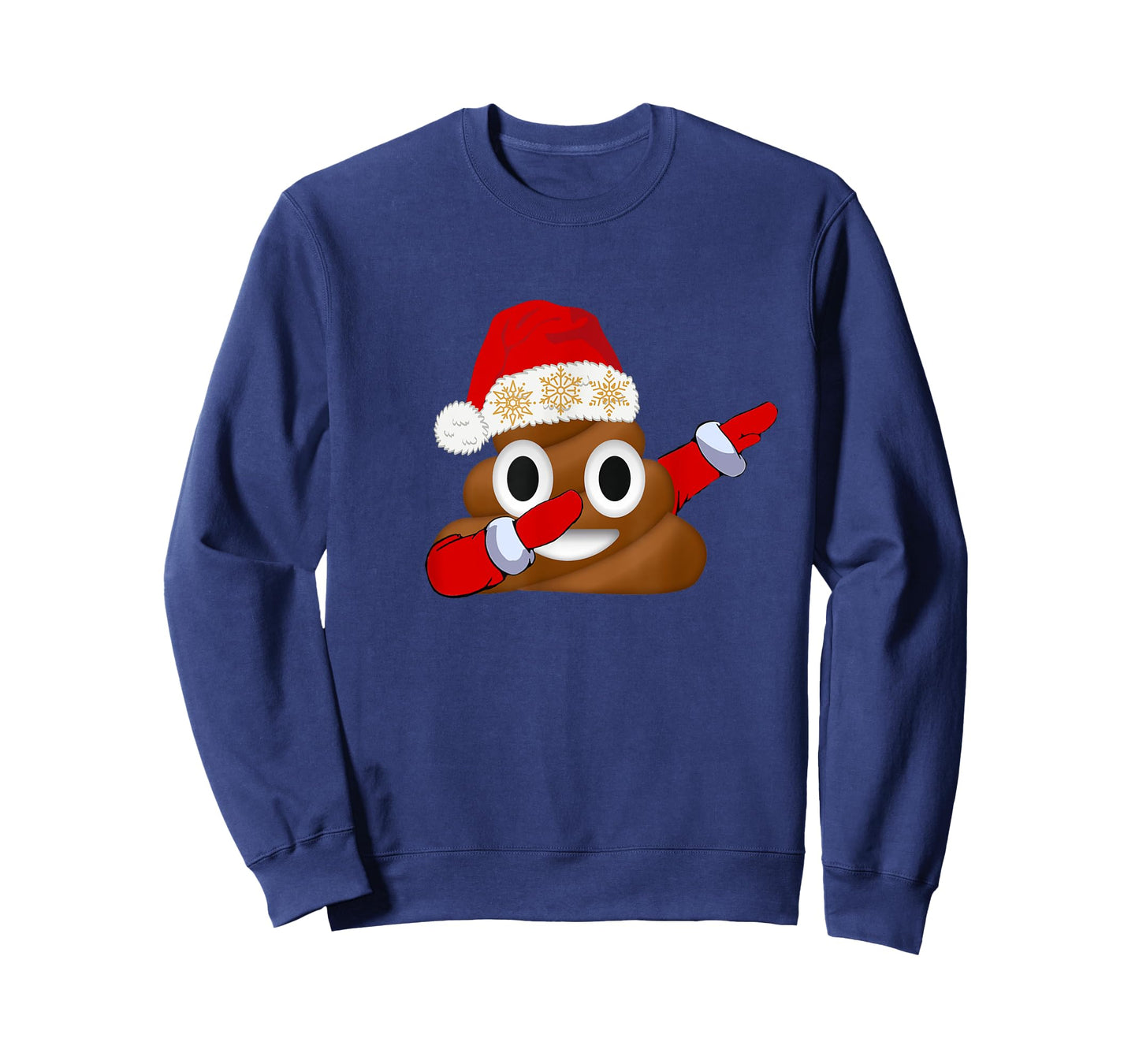 Funny Christmas Dabbing Poop with Santa Hat and Snowflakes T-Shirt