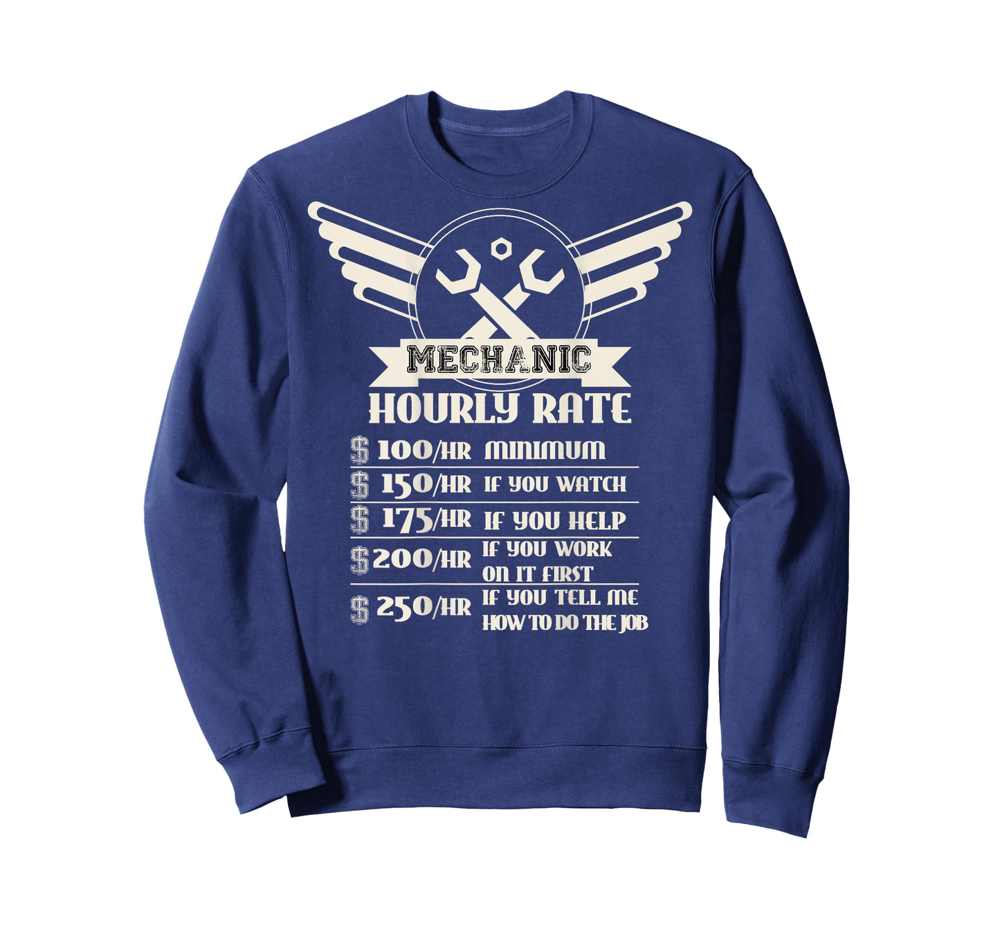 Backside Funny Mechanic Hourly Rate Distressed Design Shirt