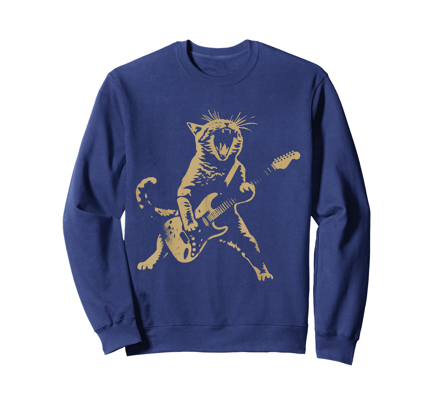 Cat Playing Guitar Rock Star Rock and Roll Men Women Kids T-Shirt
