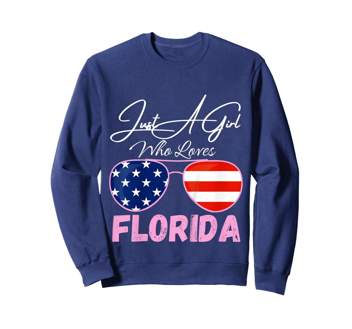 Kids Florida Just A Girl Who Loves Florida Sunglasses USA Flag T-Shirt