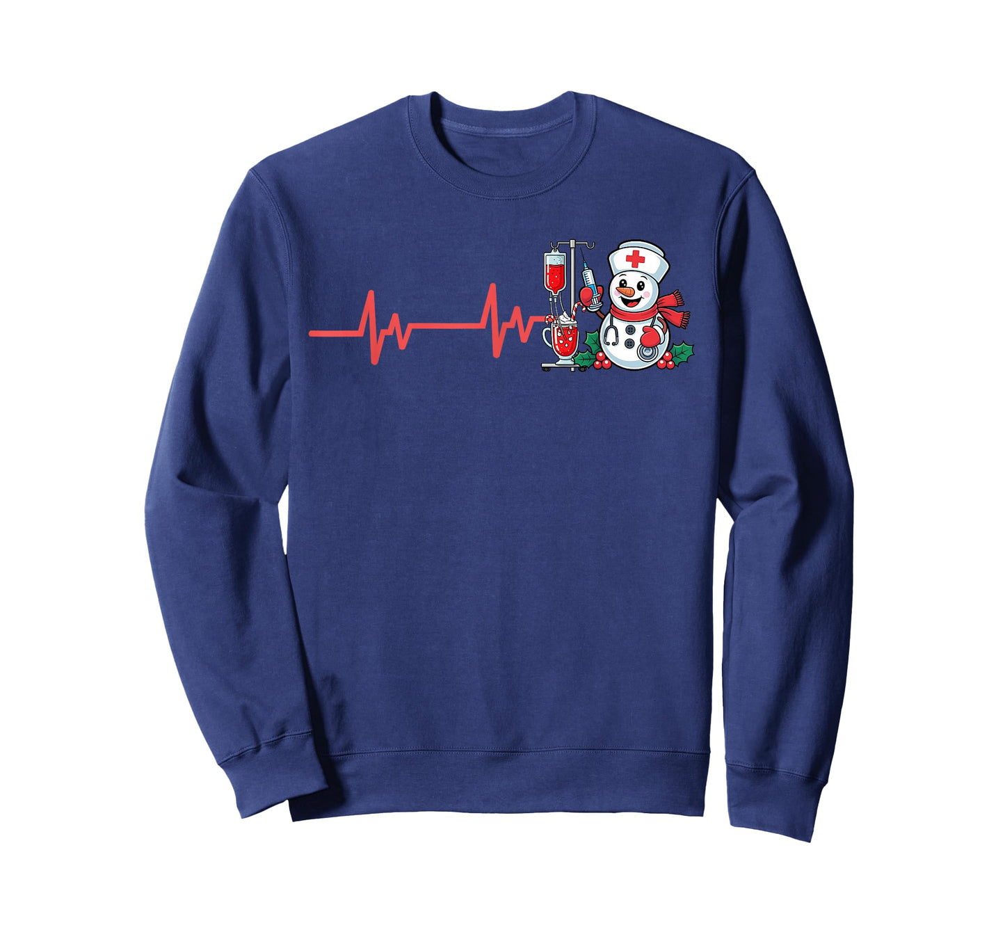 Christmas Nurse Heartbeat Snowman Xmas Scrub Top RN Women T-Shirt