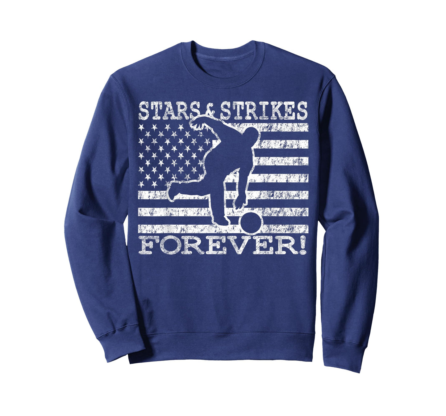 Stars and Strikes Forever Bowling American Flag Bowler T-Shirt