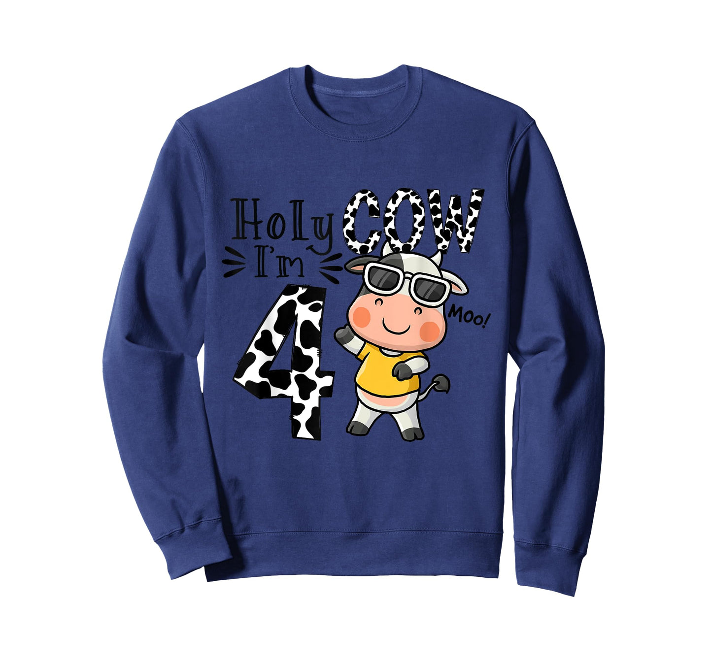 Cute 4th Cow Farm Animals Bday Holy Cow I'm 4 Birthday Boy T-Shirt