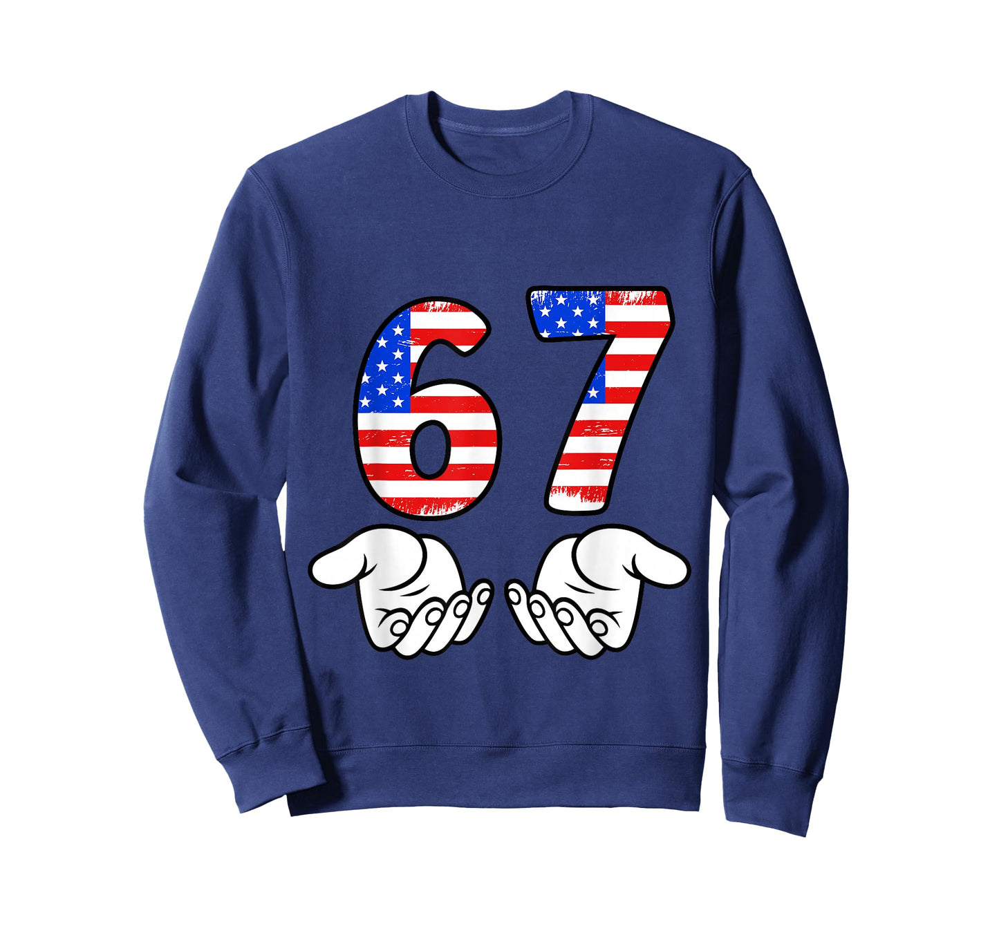 USA Flag Six Seven 6 7 Meme Gen Alpha Slang 6 7 Hands Funny T-Shirt