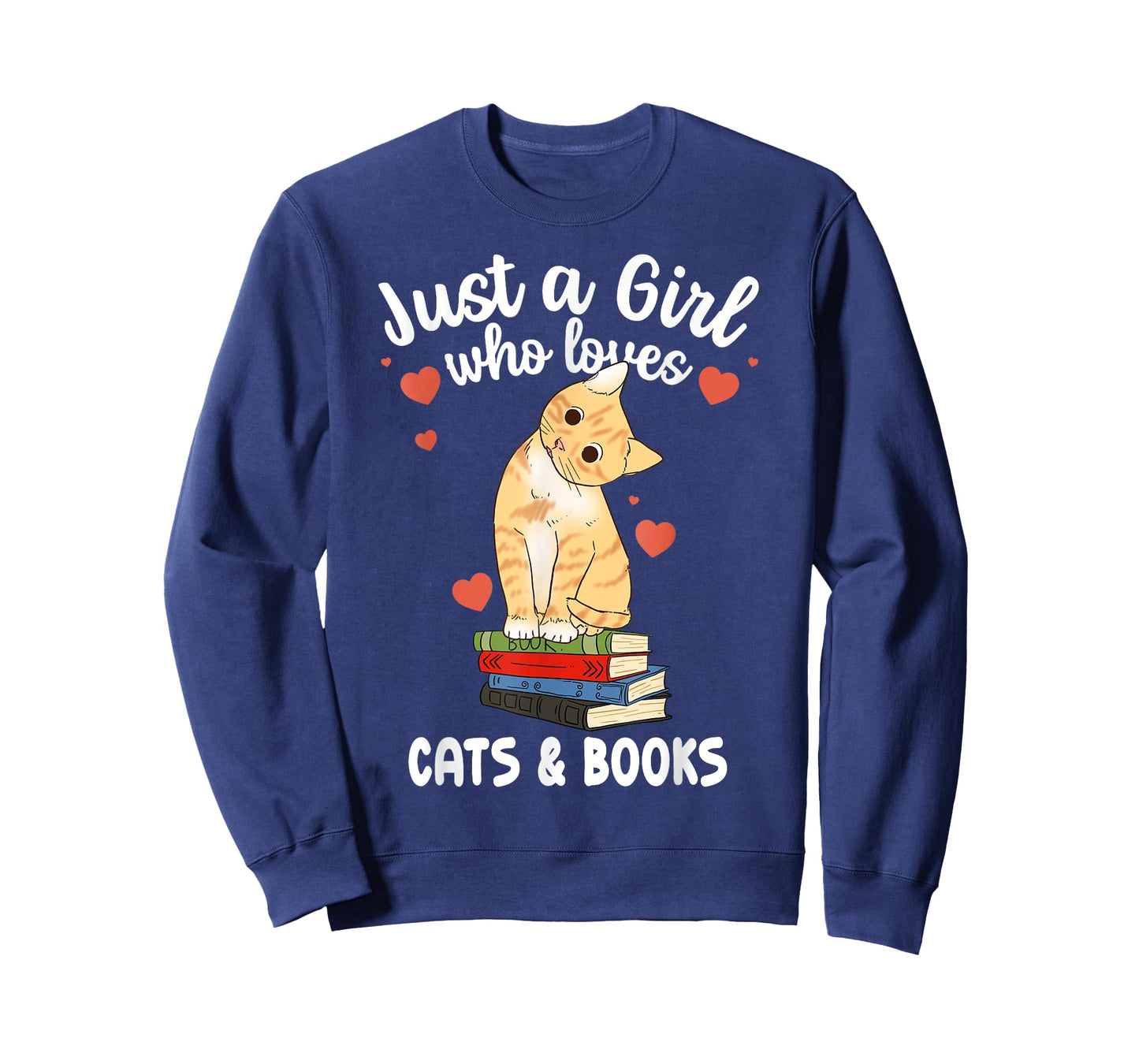 Just a Girl Who Loves Cats and Books Reading Cat & Bookworm T-Shirt