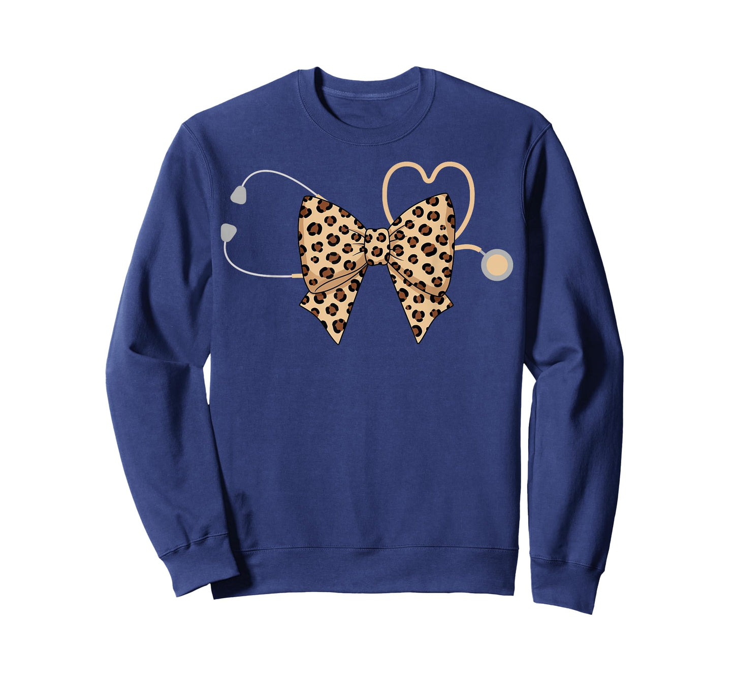 Cute Girls Leopard Print Coquette Bow Nurse Stethoscope T-Shirt