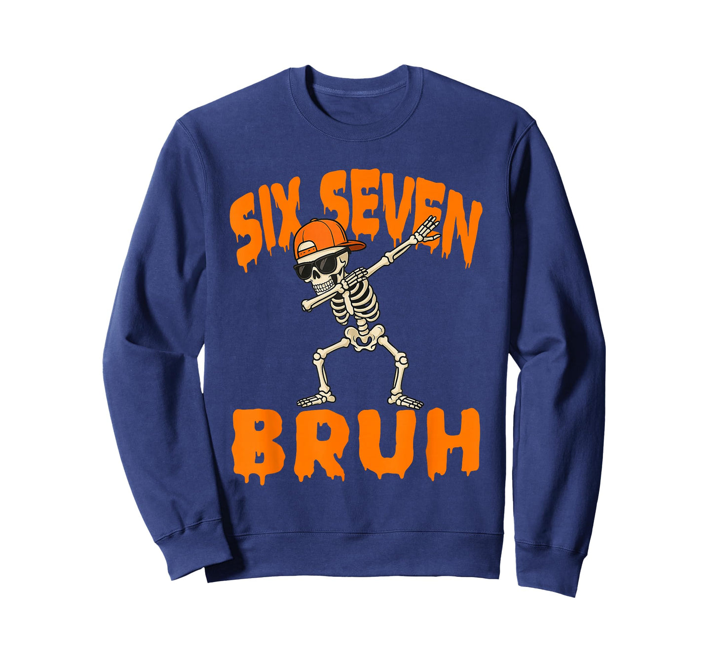 Six Seven Bruh Dabbing Skeleton Funny 67 Meme Halloween T-Shirt