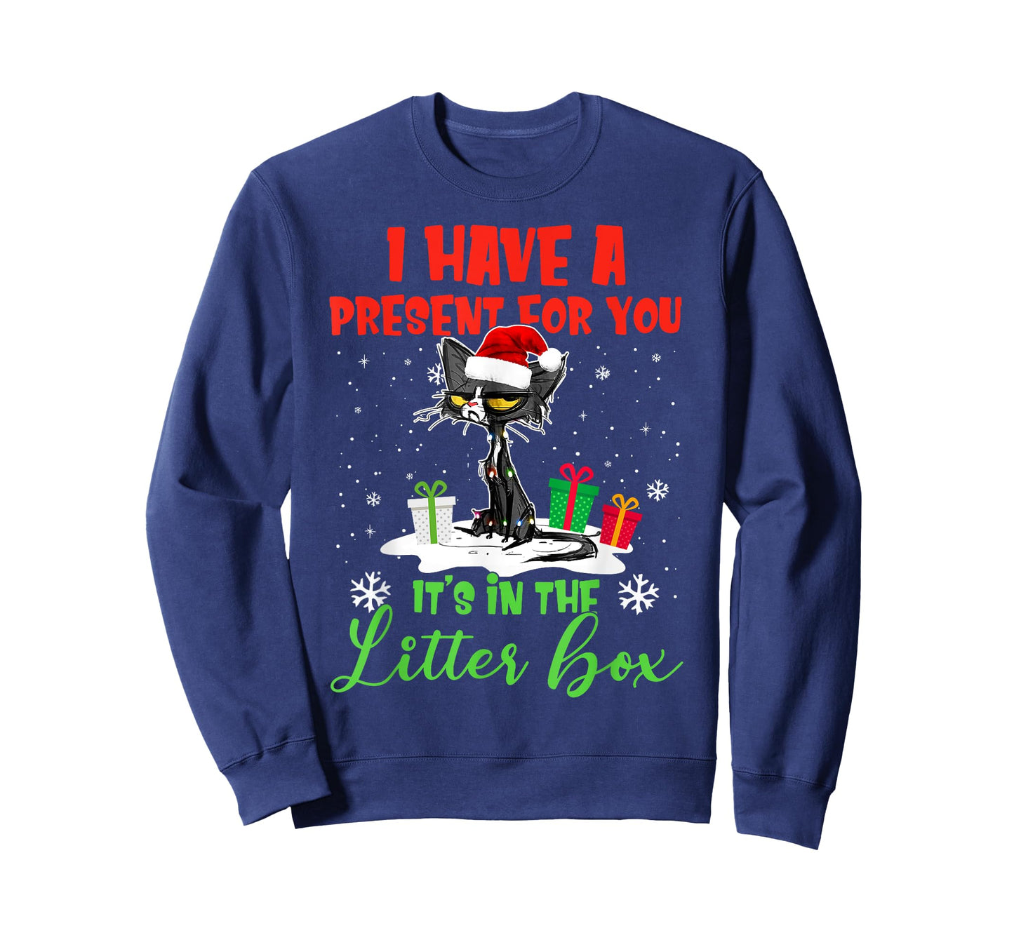 I Have A Present For You It's In The Litter Box Black Cat T-Shirt for Men Women