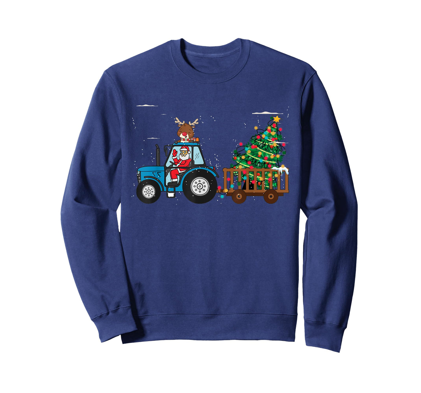Christmas Farm Tractor Xmas Tree Lights Santa Hat Farmer T-Shirt