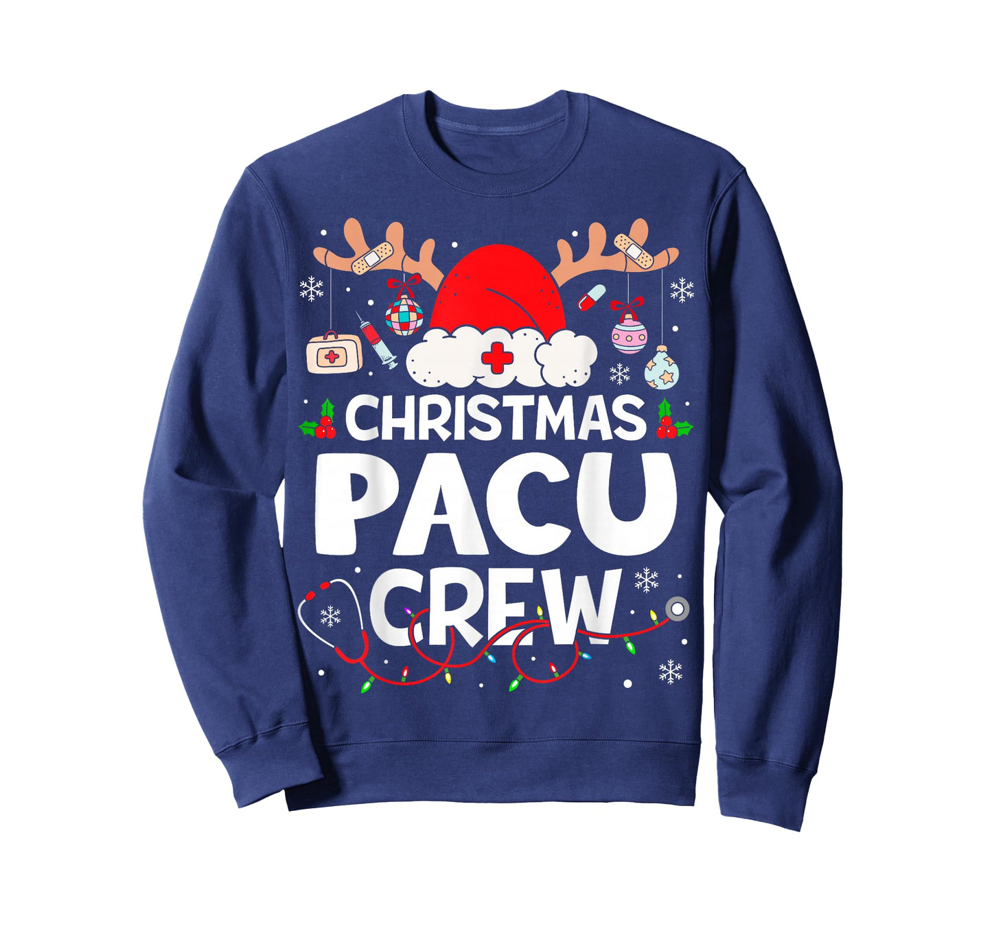Christmas Pacu Crew Reindeer Santa Post Anesthesia Care Unit T-Shirt