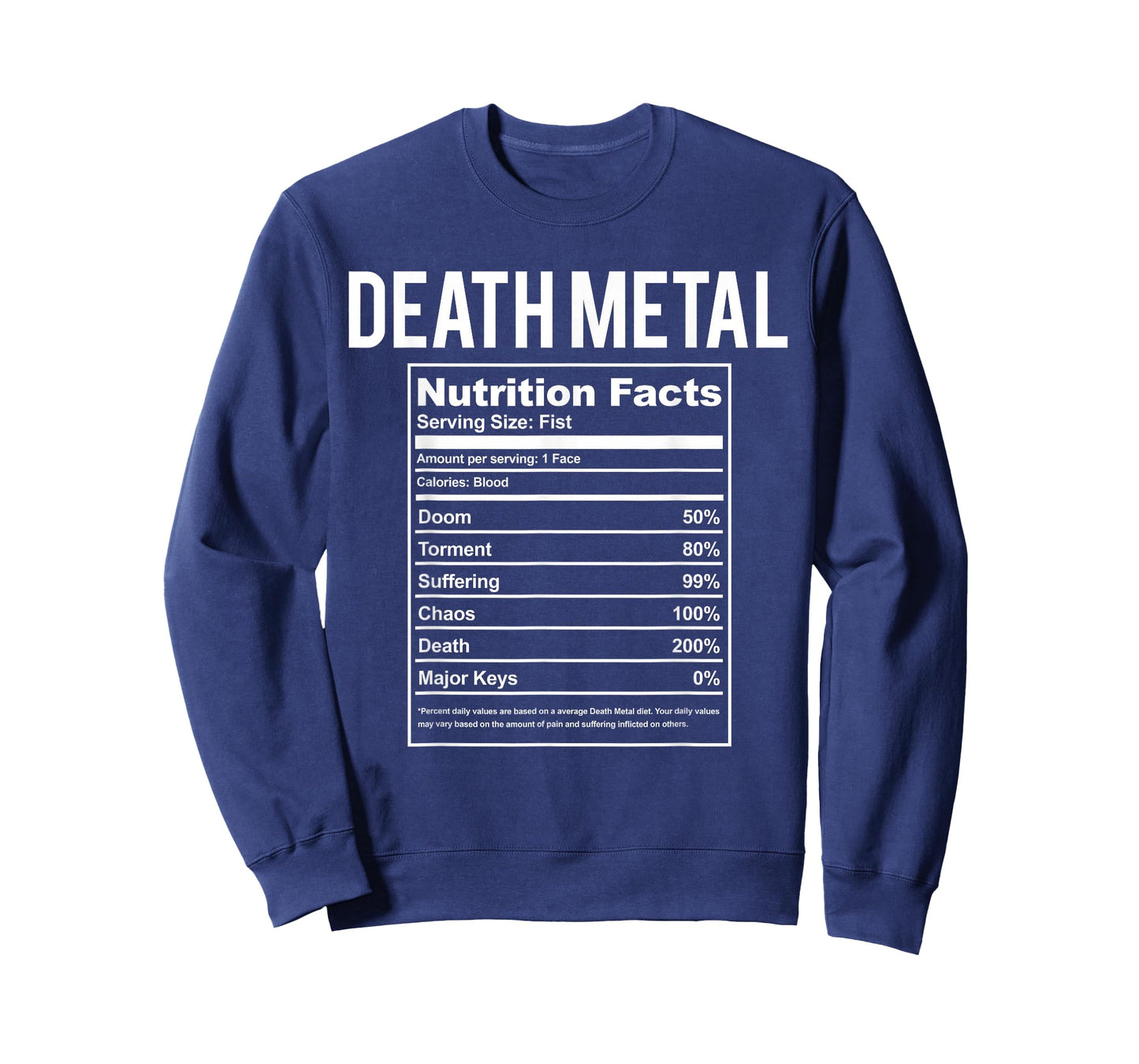 Funny Brutal Death Metal Nutrition Facts Concert Gift T-Shirt Small