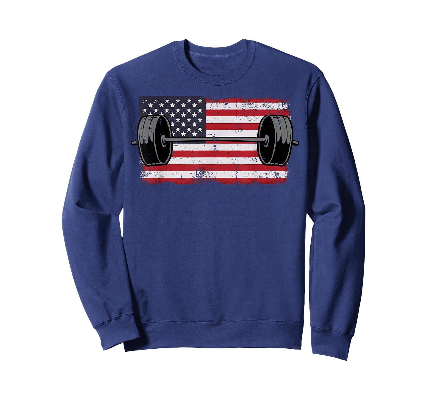 Gym Barbell US Flag Workout Deadlift Weightlift Men Women T-Shirt