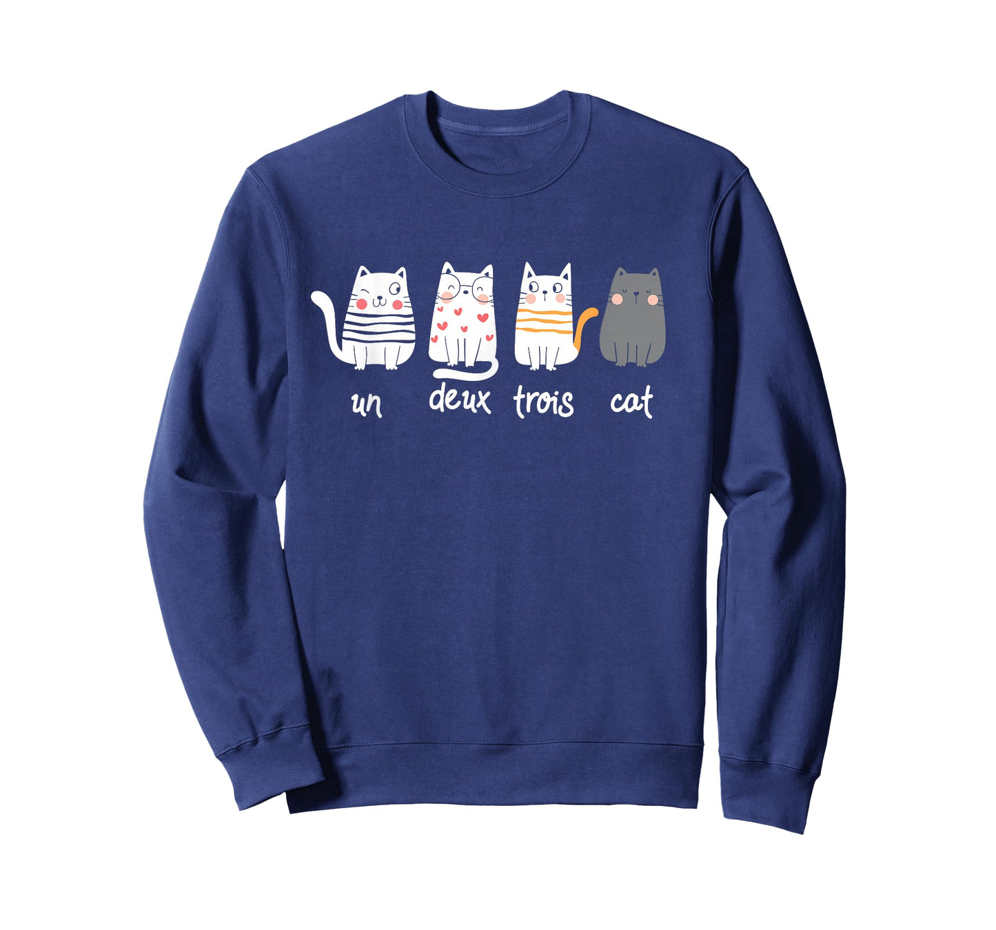 Funny French Cat Graphic Un Deux Trois Cat T-Shirt