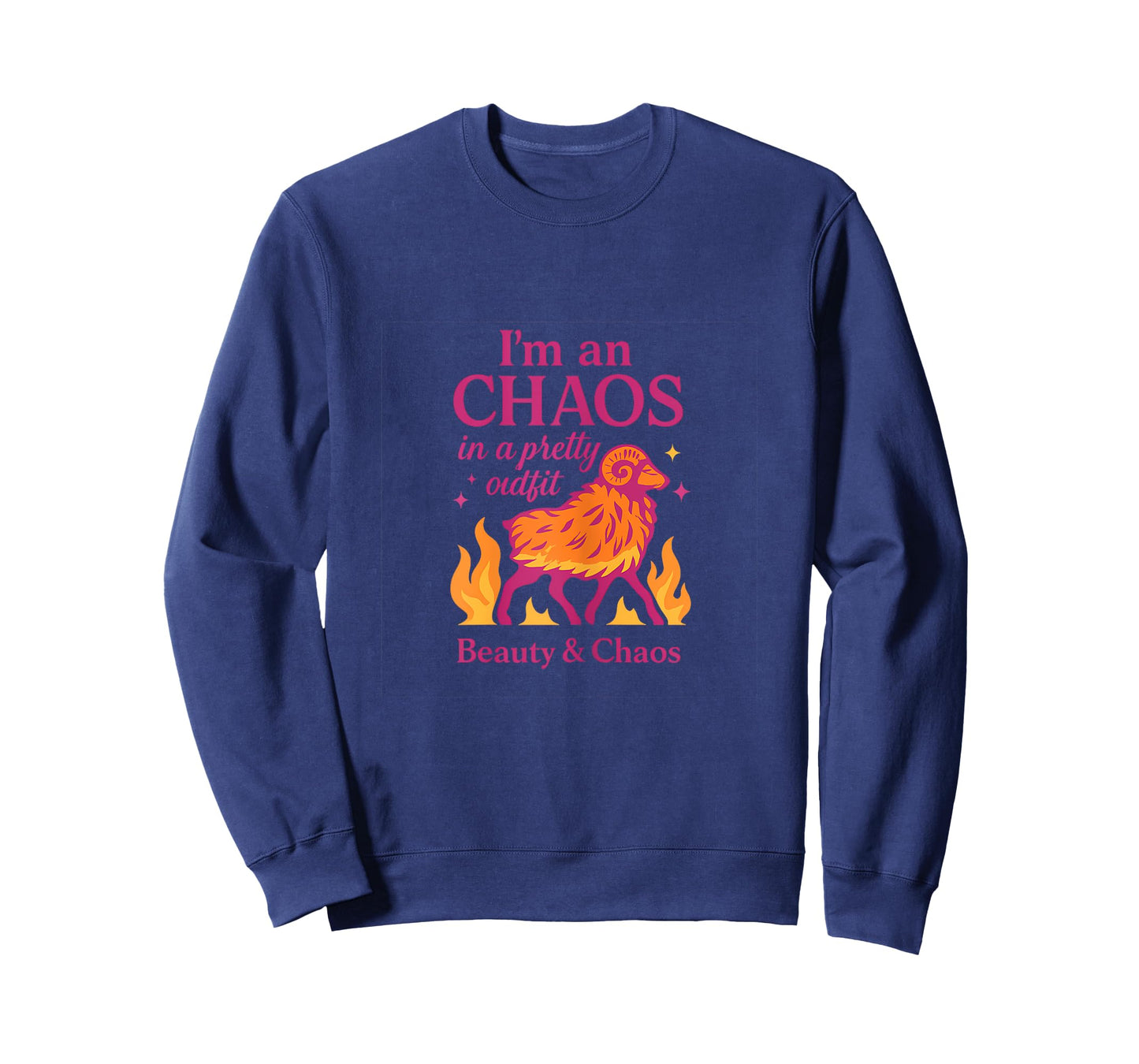 Aries Zodiac Chaos in a Pretty Outfit Graphic Design T-Shirt