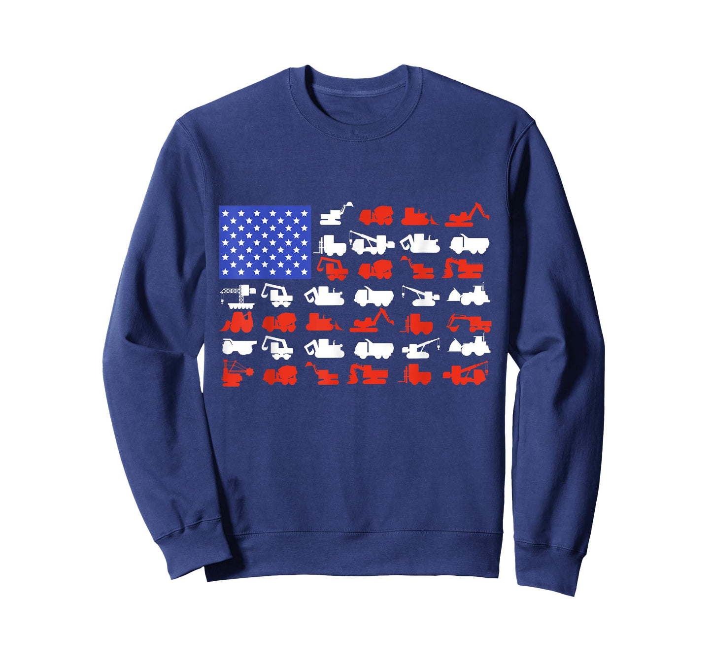Construction Vehicles USA American Flag Excavator Trucks T-Shirt