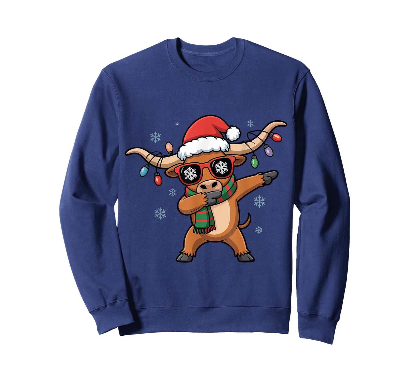 Dabbing Longhorn Christmas Funny Holiday Design T-Shirt