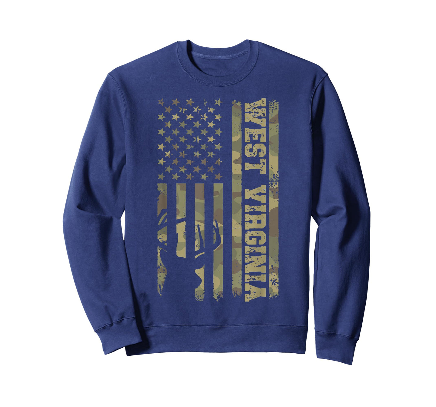 West Virginia Deer Hunter Vintage Deer Hunting Camo USA Flag T-Shirt